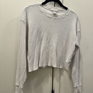 TNA White Long Sleeve Waffle Knit Top XXS